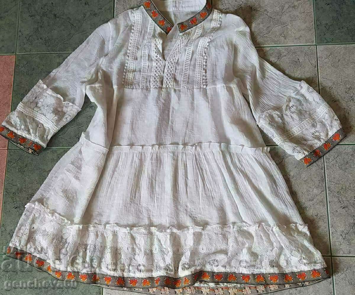 White dress with lace, wide White dress with lace, wide