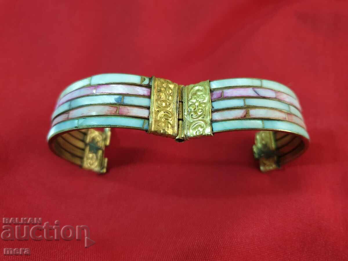 Bronze and colored mother-of-pearl bracelet - 5 Bronze and colored mother-of-pearl bracelet - 5