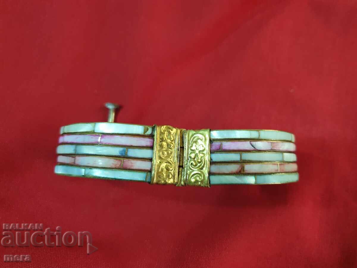 Bronze and colored mother-of-pearl bracelet - 6 Bronze and colored mother-of-pearl bracelet - 6