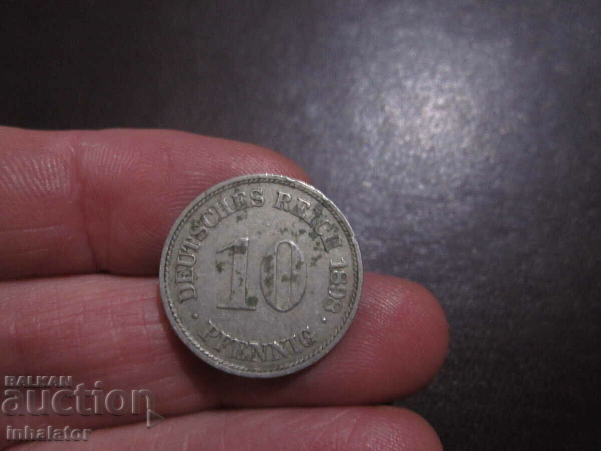 1898 10 pfennig Germania litera F