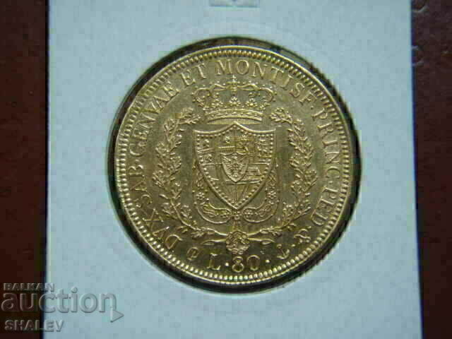 80 Lire 1829 P Sardinia / Italy (Сардиния) - AU (злато) с цена 6259.89 лв. | € 3200.63 80 Lire 1829 P Sardinia / Italy (Сардиния) - AU (злато) с цена 6259.89 лв. | € 3200.63