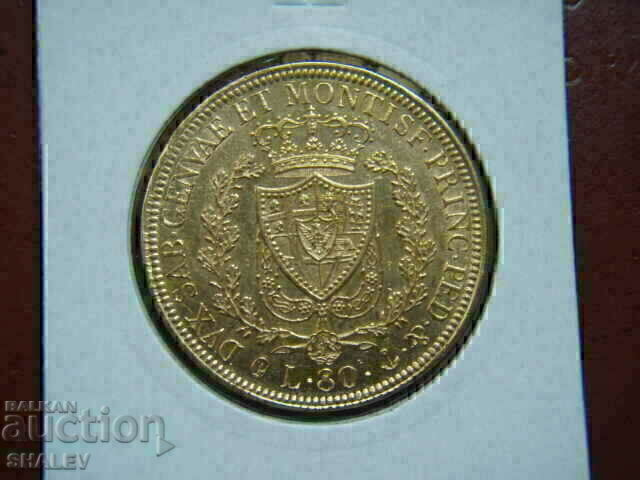 Livrarea 80 Lire 1829 P Sardinia / Italia - AU (aur)