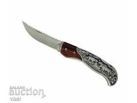 Folding pocket knife with inlaid wolves on the handle FB826-90