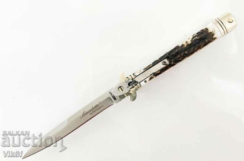 Folding automatic knife - the stiletto, with deer antler hilts,