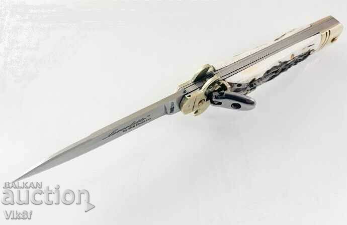 Livrarea Cutit automat pliabil, cu maner din coarne de cerb, 85x195