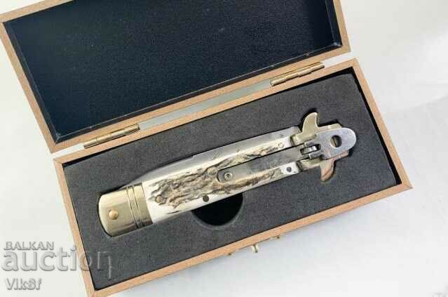 Cutit automat pliabil, cu maner din coarne de cerb, 85x195 - 6