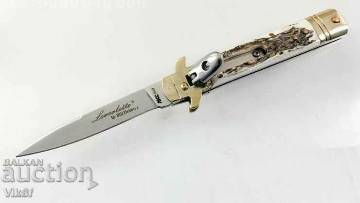 Πτυσσόμενο αυτόματο μαχαίρι, με λαβή από ελαφοκέρατο, 85x195