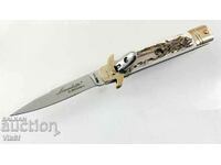 Folding automatic knife, with deer antler handle, 85x195