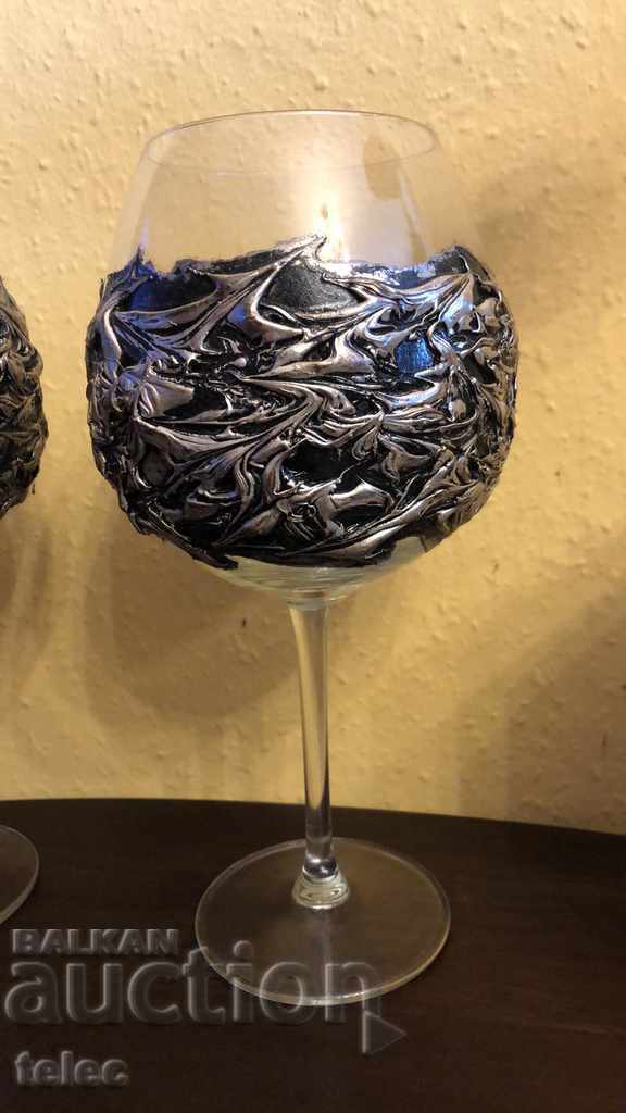 Two wedding glasses with metal fittings with price 18.00 BGN | € 9.20 Two wedding glasses with metal fittings with price 18.00 BGN | € 9.20