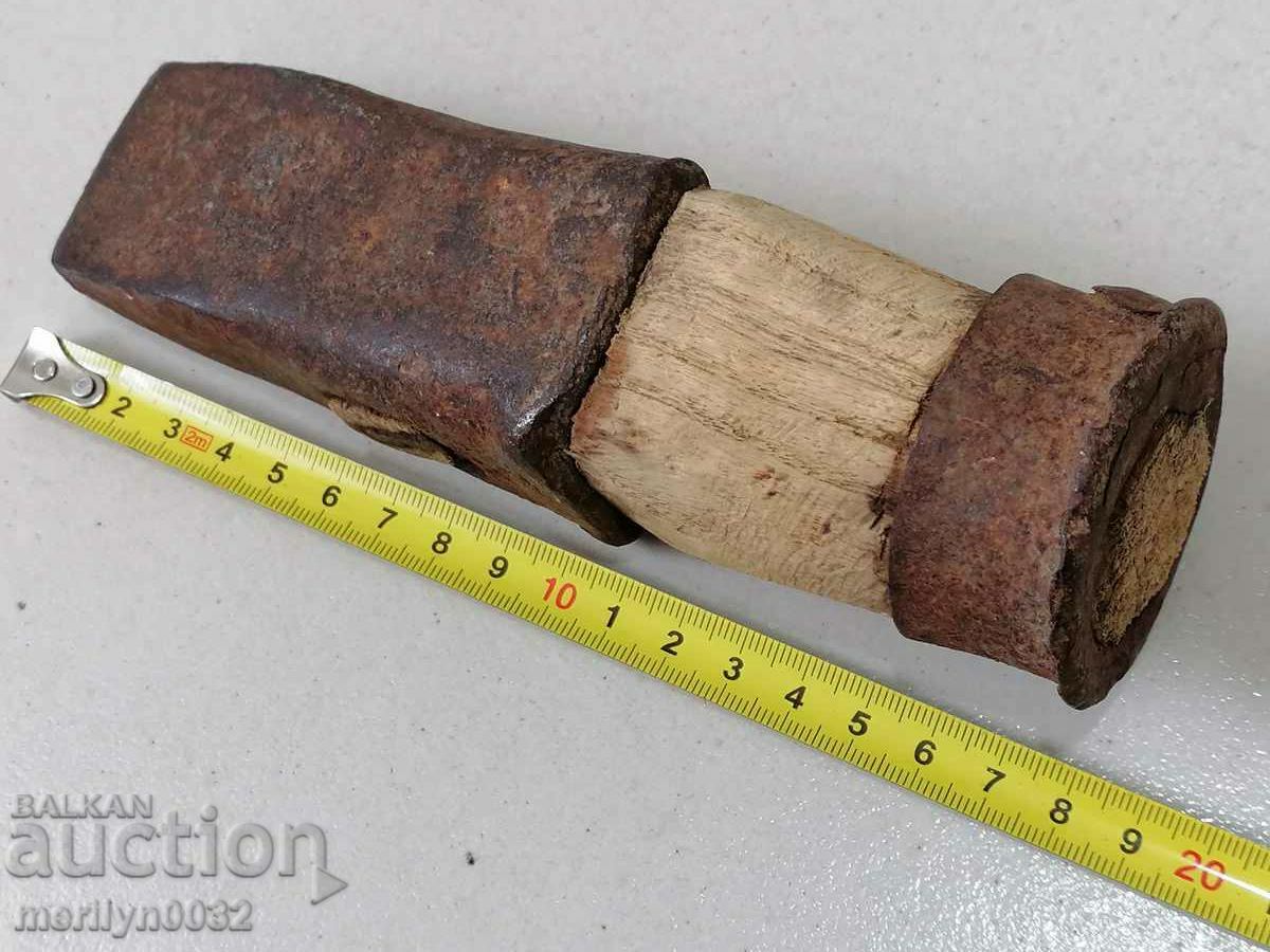 Old hammer hammer, wooden, wrought iron, barrel - 6