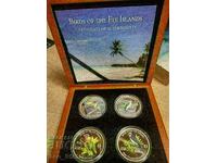 Rare Set 2 Dollars 2007 The Birds of Fiji Silver