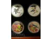 Rare Set 2 Dollars 2007 The Birds of Fiji Silver