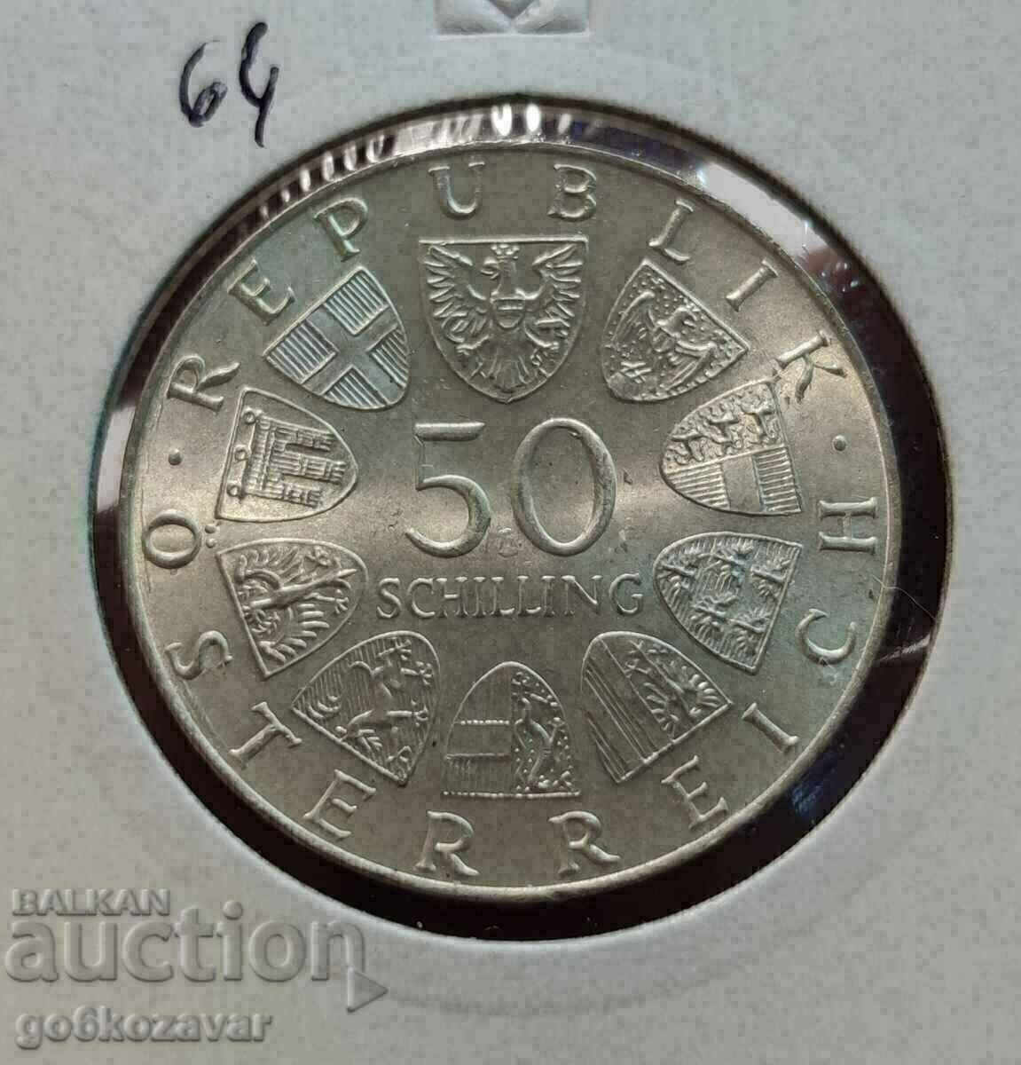 Austria 50 Shillings 1973 Silver UNC