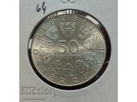 Austria 50 Shillings 1973 Silver UNC