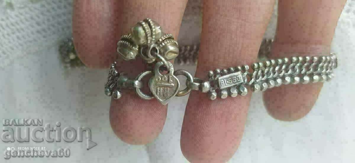 Аукцион РЯДКА Антична сребърна гривна за глезен,маркировки