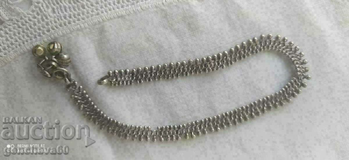 РЯДКА Антична сребърна гривна за глезен,маркировки - 6