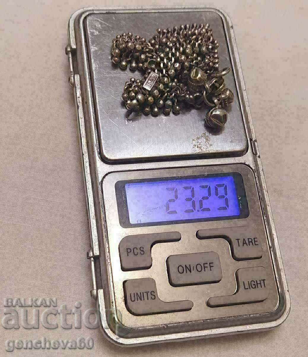 РЯДКА Антична сребърна гривна за глезен,маркировки - 7