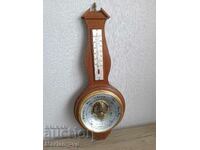 Old large English barometer and thermometer