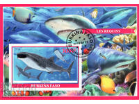 2019. Burkina Faso. Fauna - Sharks. Illegal Stamps. Block.
