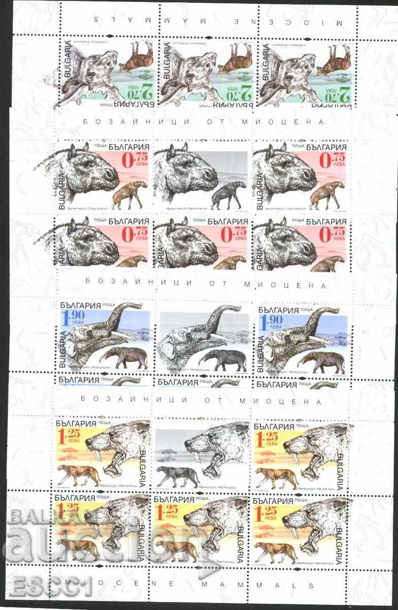 Καθαρά γραμματόσημα σε μικρά σεντόνια Miocene Mammals 2023 Bulgaria
