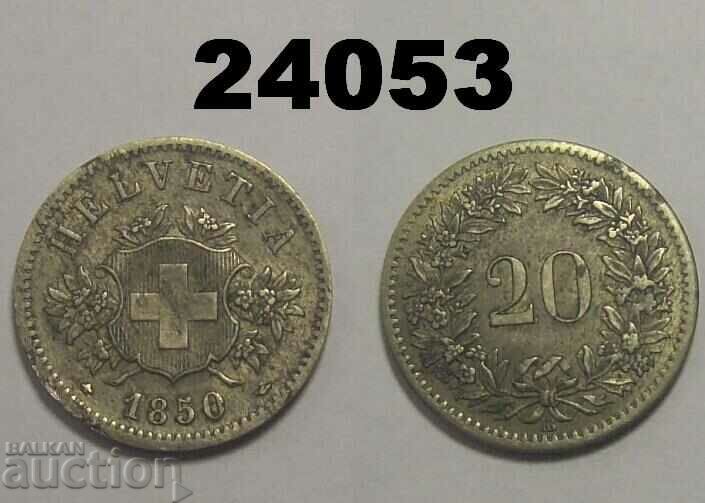 Switzerland 20 Rapen 1850 Excellent