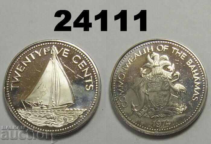 Bahamas 25 cents 1974 - Oxidized