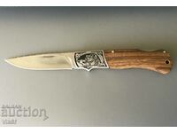Руски сгъваем джобен нож с калъф ТИГР 90Х20 мм ,сталь 65х13