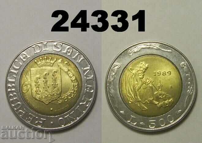 San Marino 500 de lire 1989