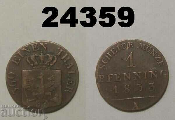 Prusia 1 pfennig 1833 A Germania