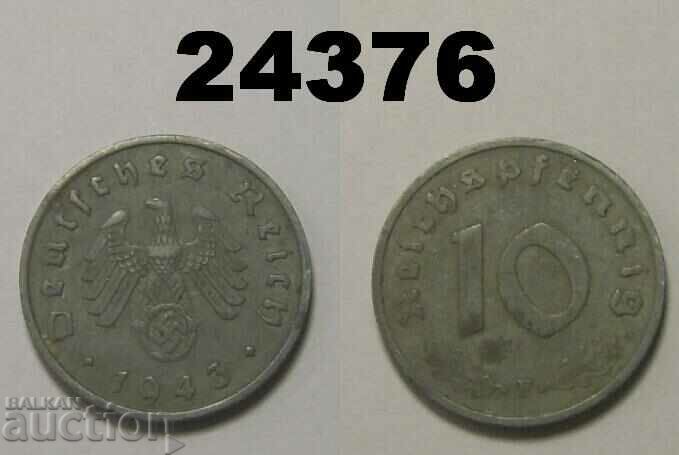 Germania 10 Pfennig 1943 F zvastica