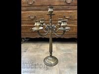 Large brass candlestick five. #4048