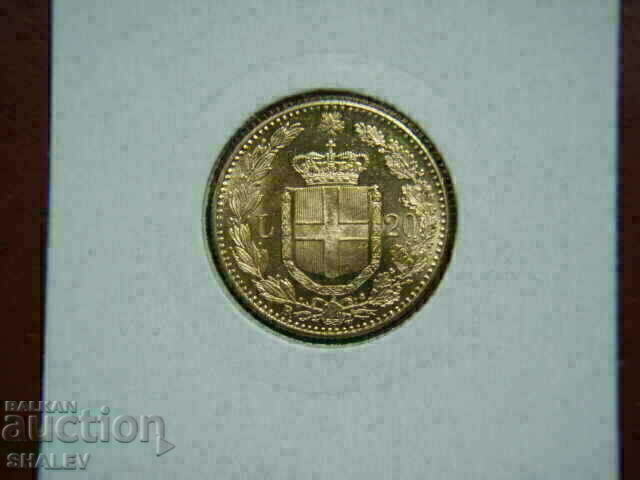 20 Lire 1890 Italy /20 Lire Italy/ (RARE!) /2/- AU+ (gold)