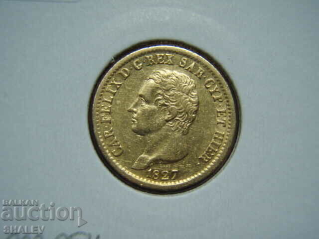 20 Lire 1827 L Sardinia (20 лири Сардиния) - XF/AU (злато) - 6 20 Lire 1827 L Sardinia (20 лири Сардиния) - XF/AU (злато) - 6