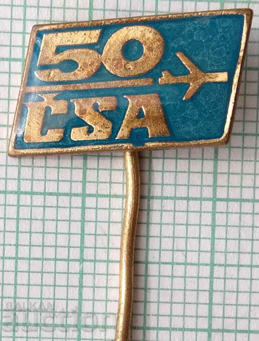 13009 Badge - 50 years CSA Airlines - Czechoslovakia
