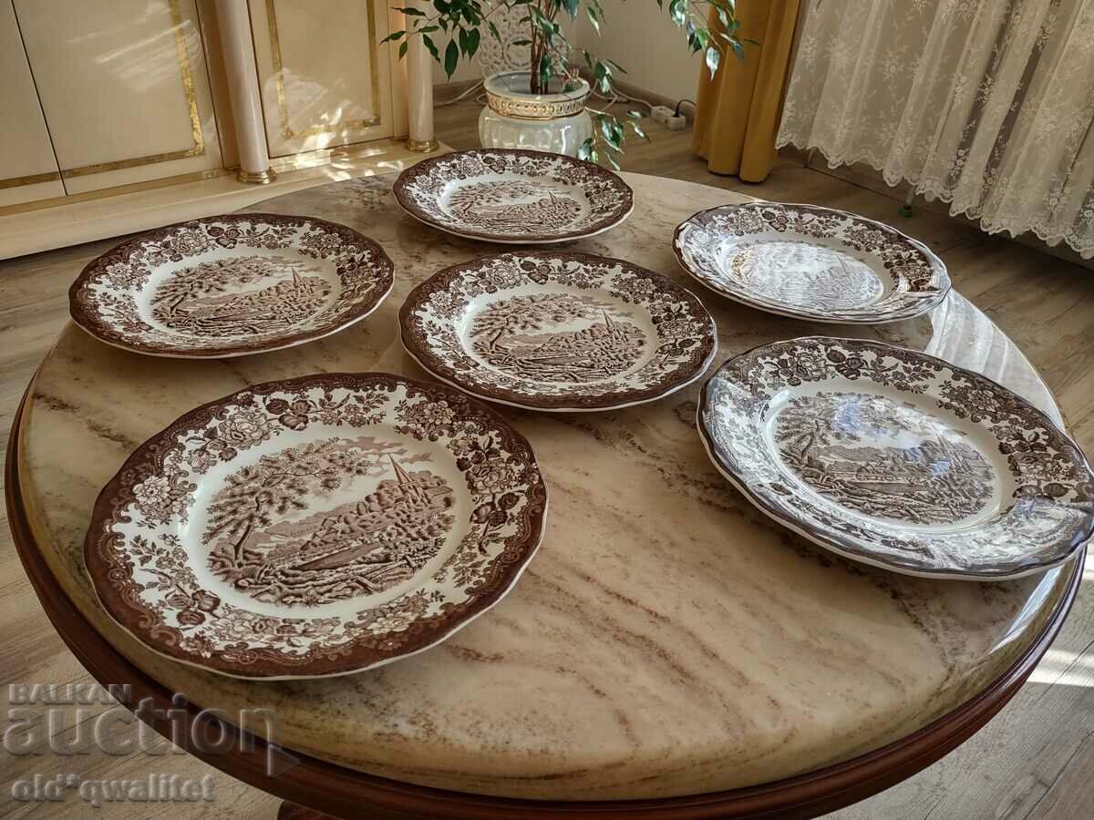 Service - plot, plates for 6 pers., England, stamps - 6