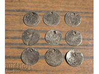 лот от 9 стари малки сребърни монети Турска Османска Империя
