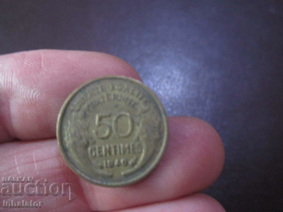 1940 year 50 centimes