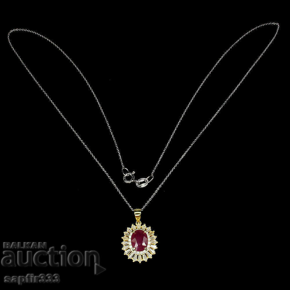 Auction  RUBY AND ZIRCONIA - FINE DESIGNER NECKLACE "SUN"