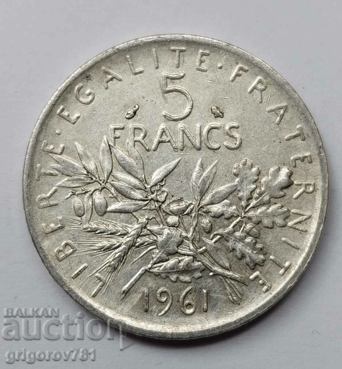 5 франка сребро Франция 1961 - сребърна монета #1