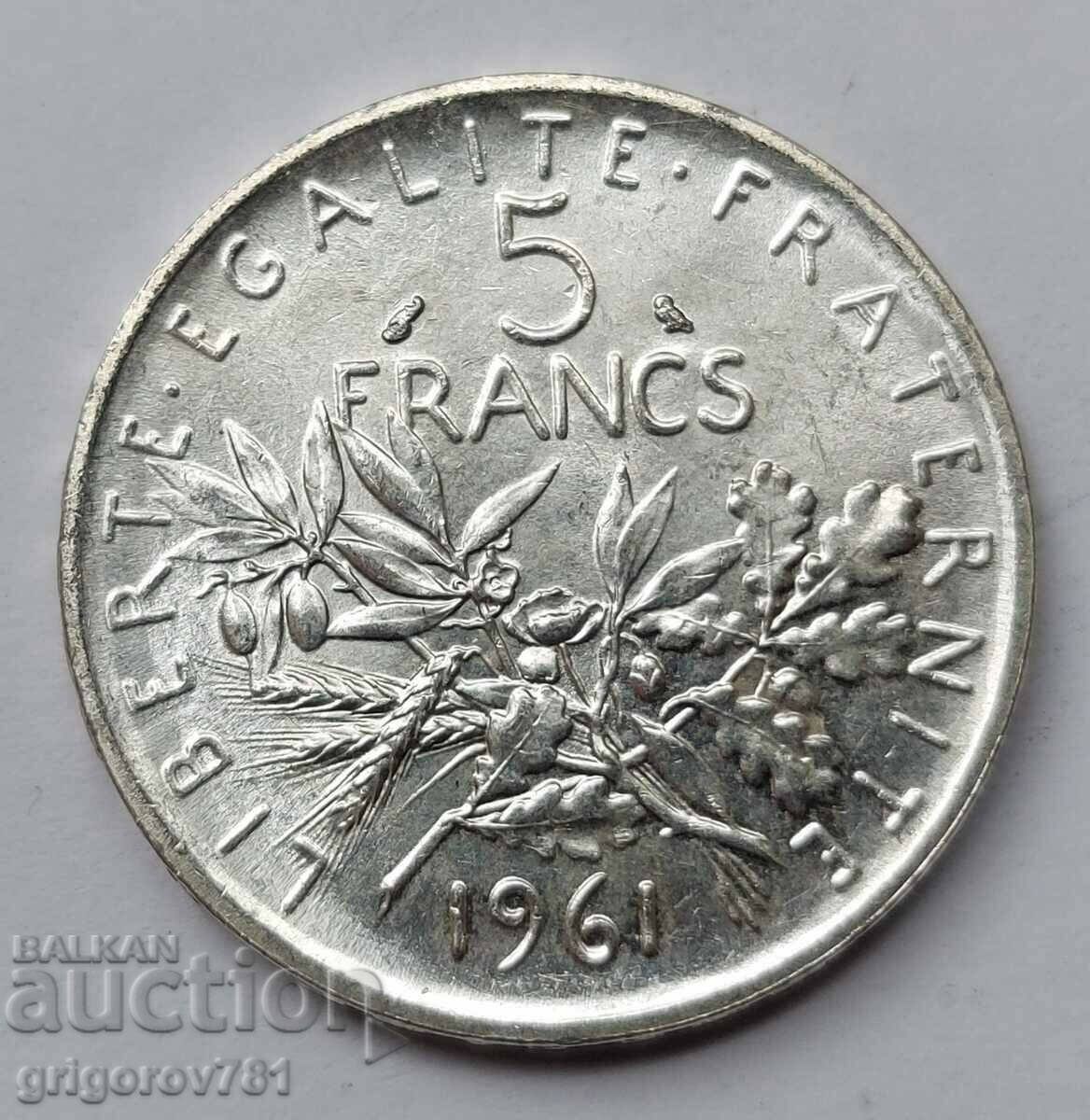 5 франка сребро Франция 1961 - сребърна монета #2