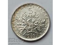 5 франка сребро Франция 1963 - сребърна монета #4