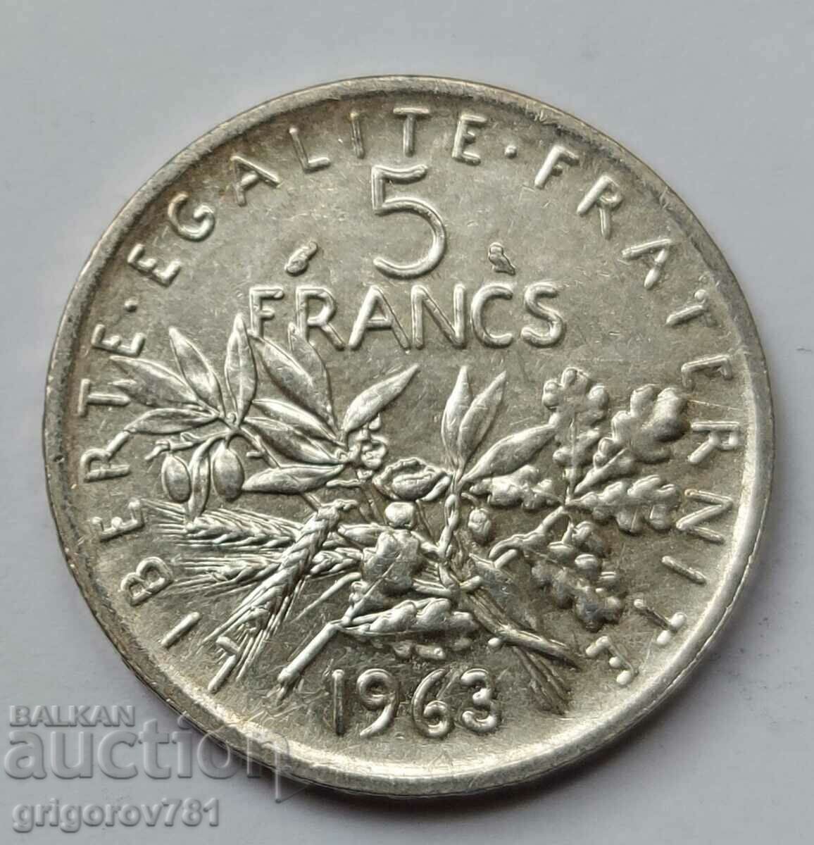 5 франка сребро Франция 1963 - сребърна монета #6