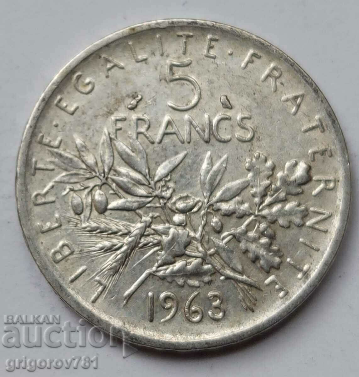 5 Φράγκα Ασήμι Γαλλία 1963 - Ασημένιο νόμισμα #7