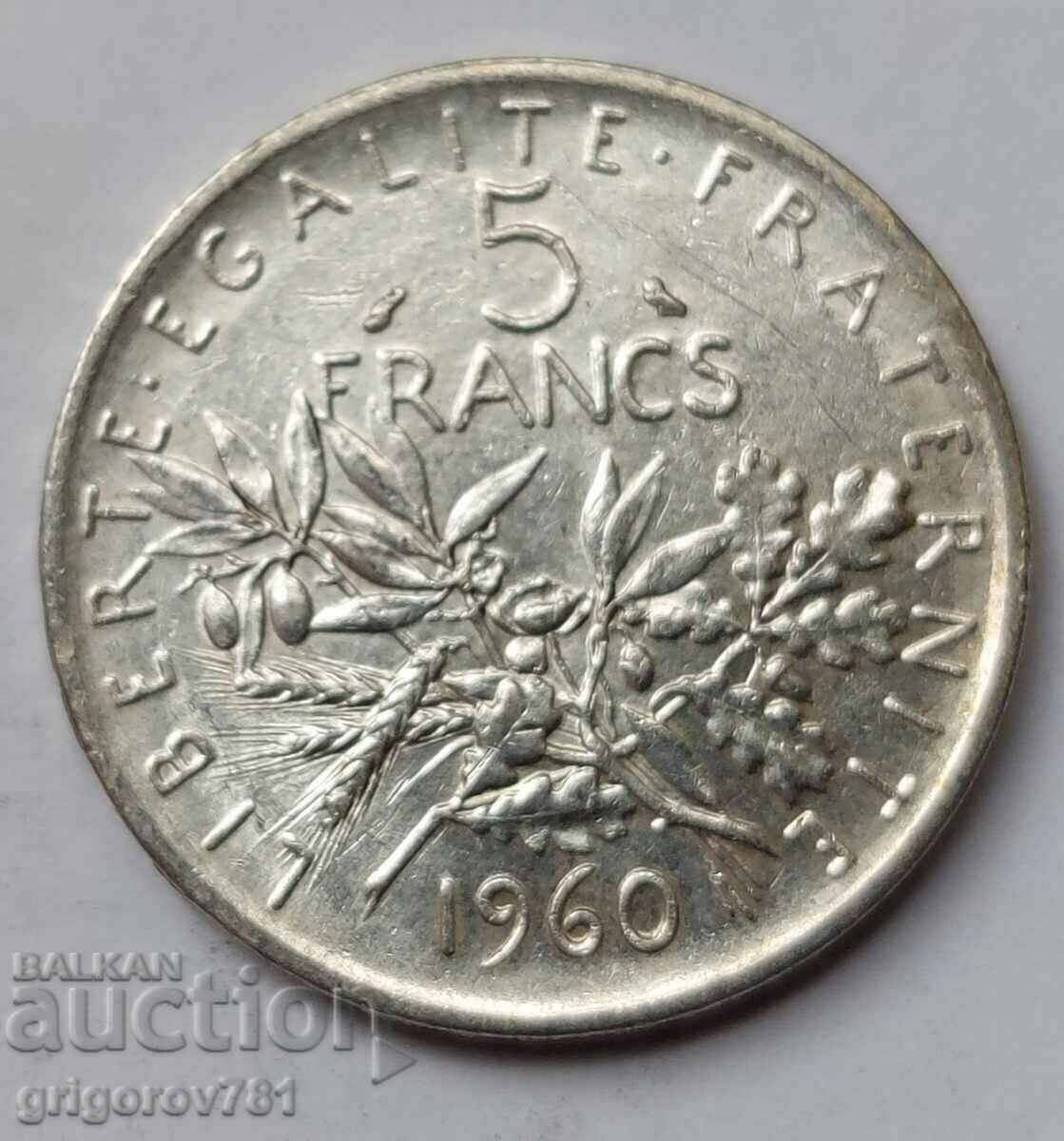 5 франка сребро Франция 1960 - сребърна монета #8