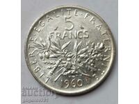 5 франка сребро Франция 1960 - сребърна монета #8
