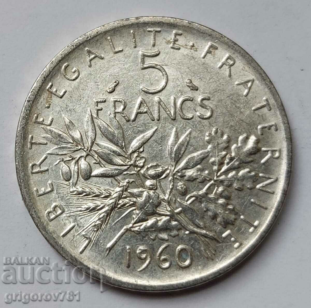 5 Φράγκα Ασήμι Γαλλία 1960 - Ασημένιο νόμισμα #9