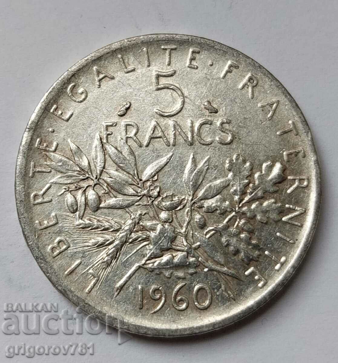 5 франка сребро Франция 1960 - сребърна монета #11