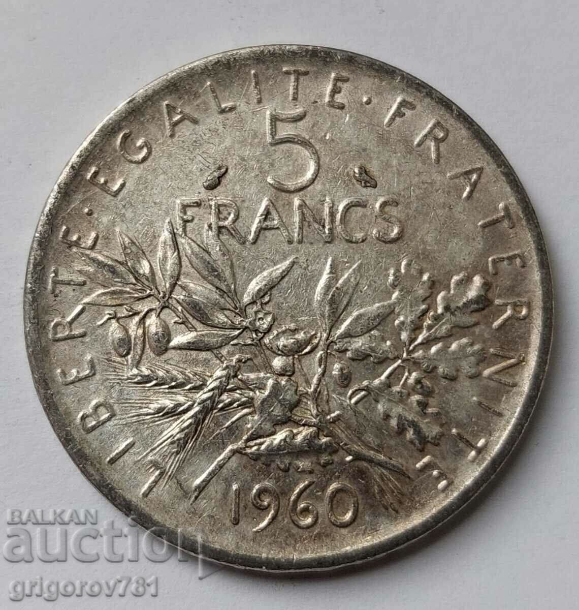 5 Φράγκα Ασήμι Γαλλία 1960 - Ασημένιο νόμισμα #12