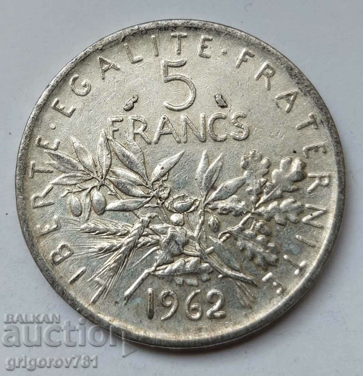 5 франка сребро Франция 1962 - сребърна монета #15