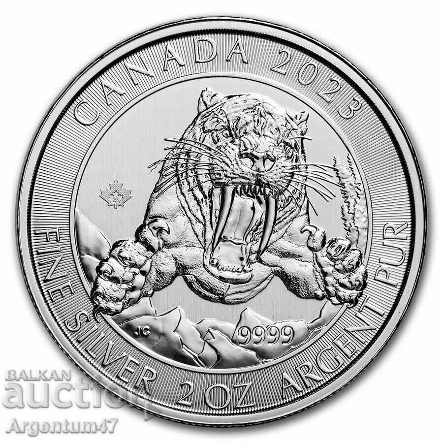 NEW!!! SILVER 2 OZ 2023 CANADA - SNAP TOOTH CAT